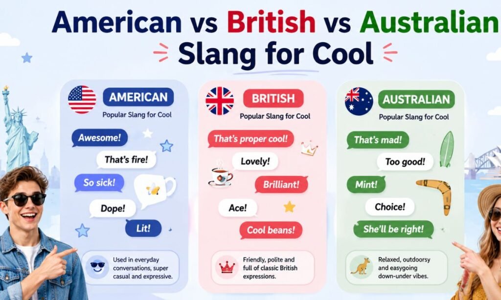 American vs British vs Australian Slang for Cool